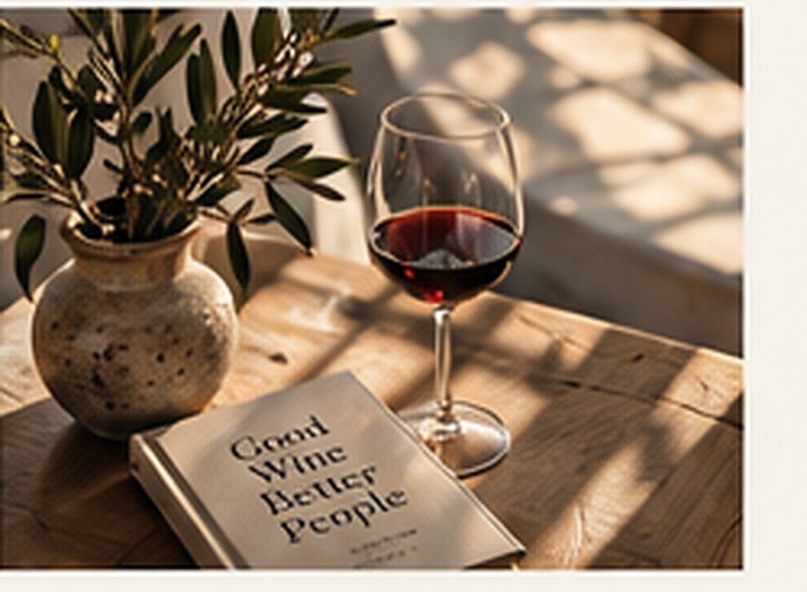 Wine and notebook at the table